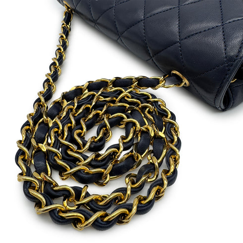 VINTAGE CHANEL MATELASSE BIG COCO CHAIN SHOULDER BAG NAVY LAMB SKIN GOLD HARDWARE 90317887