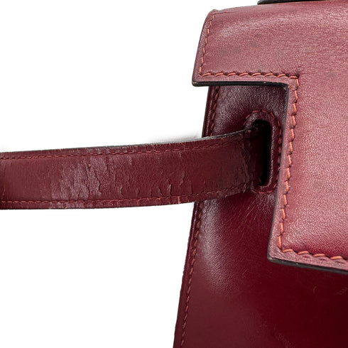 HERMES KELLY 28 SELLIER ROUGE H BOXCALF HAND BAG 1986 CIRCLE P GOLD HARDWARE 90317903