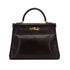 HERMES KELLY 32 RETOURNE CHOCOLAT BOXCALF HAND BAG 1975 CIRCLE E GOLD HARDWARE 90318611