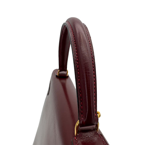 HERMES KELLY 32 SELLIER ROUGE H BOXCALF HAND BAG 1981 CIRCLE K GOLD HARDWARE 90318613