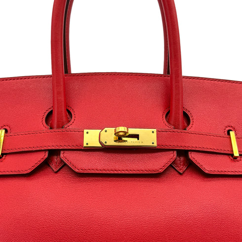 HERMES BIRKIN 35 ROUGE VIF VEAU GULLIVER HAND BAG 1995 CIRCLE Y GOLD HARDWARE 90318625