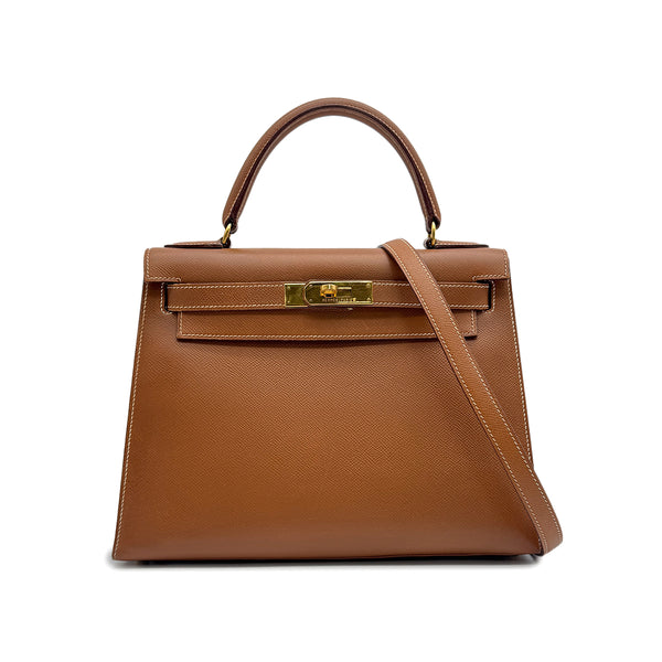 HERMES KELLY 28 SELLIER GOLD COUCHEVEL HAND SHOULDER BAG 1996 CIRCLE Z GOLD HARDWARE 90318741