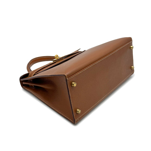 HERMES KELLY 28 SELLIER GOLD COUCHEVEL HAND SHOULDER BAG 1996 CIRCLE Z GOLD HARDWARE 90318741