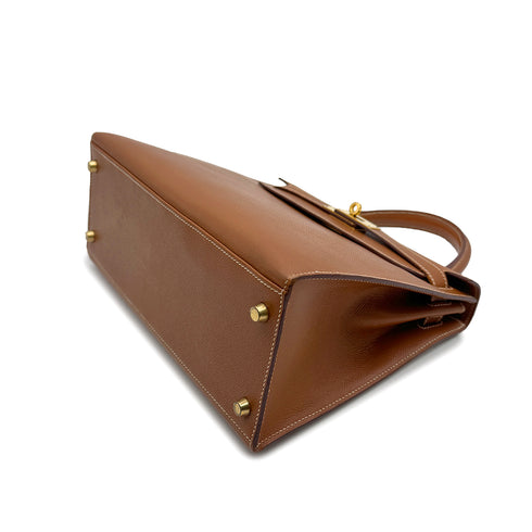 HERMES KELLY 28 SELLIER GOLD COUCHEVEL HAND SHOULDER BAG 1996 CIRCLE Z GOLD HARDWARE 90318741