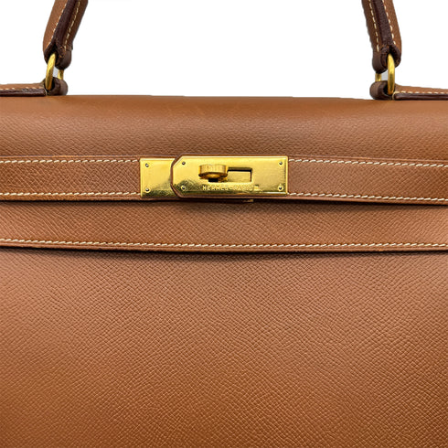 HERMES KELLY 28 SELLIER GOLD COUCHEVEL HAND SHOULDER BAG 1996 CIRCLE Z GOLD HARDWARE 90318741