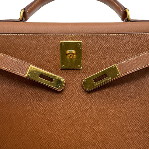 HERMES KELLY 28 SELLIER GOLD COUCHEVEL HAND SHOULDER BAG 1996 CIRCLE Z GOLD HARDWARE 90318741