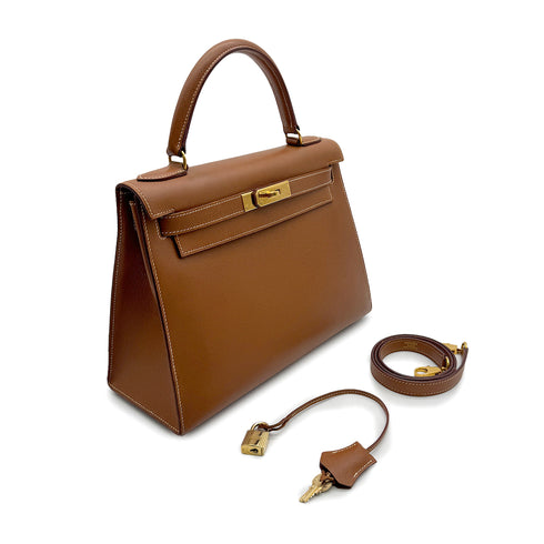 HERMES KELLY 28 SELLIER GOLD COUCHEVEL HAND SHOULDER BAG 1996 CIRCLE Z GOLD HARDWARE 90318741