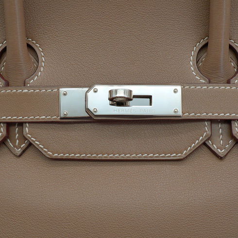 HERMES BIRKIN 35 ETOUPE VEAU GULLIVER HAND BAG 2007 SQUARE K PALLADIUM HARDWARE 90319921