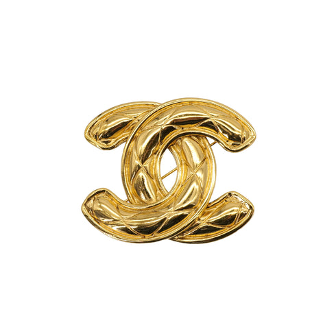 VINTAGE CHANEL BROOCH MATELASSE COCOMARK GOLD ACCESSORY 90319968