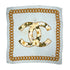 VINTAGE CHANEL SCARF CAMELLIA CHAIN MOTIF LIGHT BLUE SILK 90320192