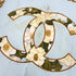 VINTAGE CHANEL SCARF CAMELLIA CHAIN MOTIF LIGHT BLUE SILK 90320192