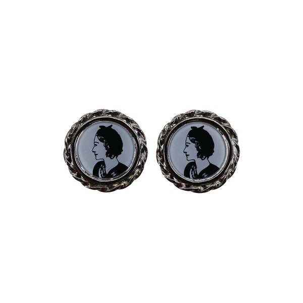 CHANEL EARRINGS MADEMOISELLE SILVER ACCESSORY 03P 90321049