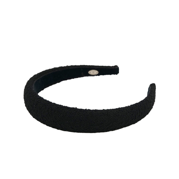 CHANEL HEADBAND COCOMARK RHINESTONE BLACK TWEED HAIR ACCESSORY 90321123