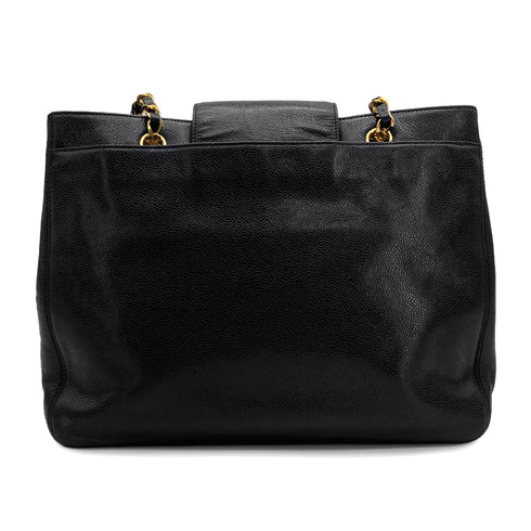 VINTAGE CHANEL SUPER MODEL CHAIN TOTE BAG BLACK CAVIAR SKIN GOLD HARDWARE 90321159