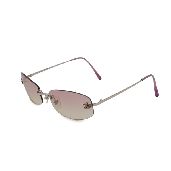VINTAGE CHANEL SUNGLASSES COCOMARK PINK SILVER EYEWEAR 90322133