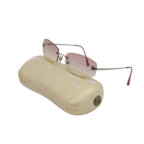 VINTAGE CHANEL SUNGLASSES COCOMARK PINK SILVER EYEWEAR 90322133