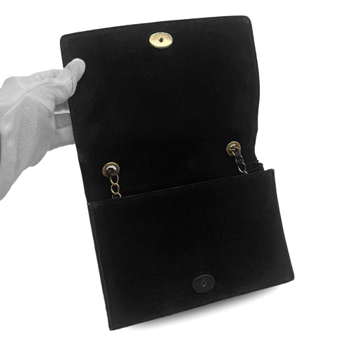 VINTAGE CHANEL MATELASSE CHAIN SHOULDER BAG BALCK SUEDE GOLD HARDWARE 90324286