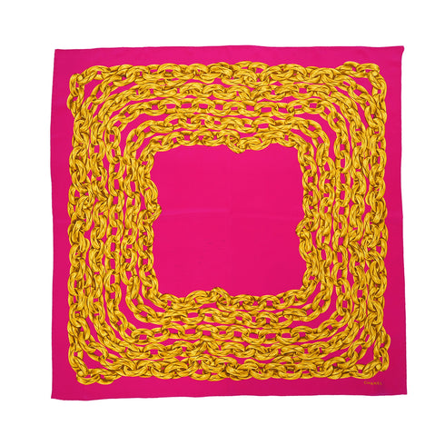 VINTAGE CHANEL CHAIN PATTERN SCARF PINK SILK 90324778