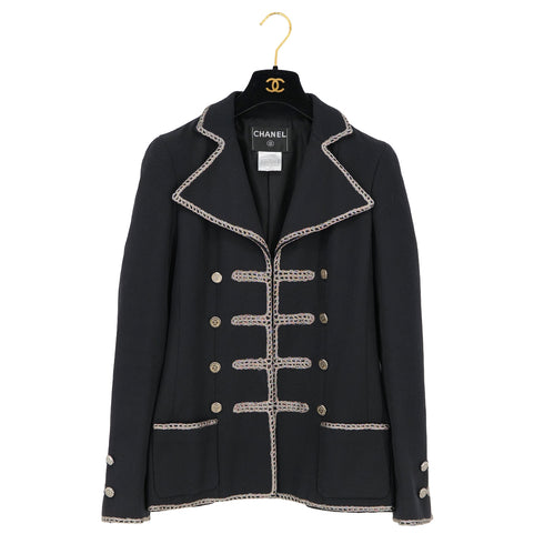 CHANEL COCO BUTTON JACKET BLACK SILVER COTTON 38 06P RTW 90325366