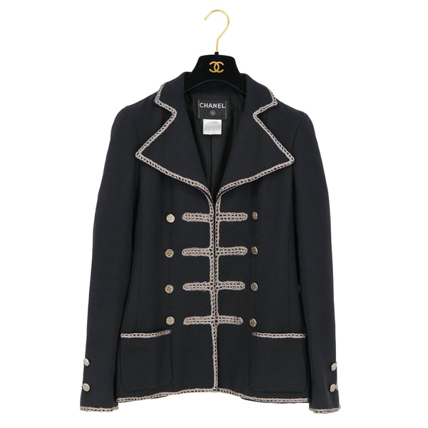 CHANEL COCO BUTTON JACKET BLACK SILVER COTTON 38 06P RTW 90325366