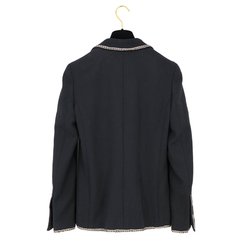 CHANEL COCO BUTTON JACKET BLACK SILVER COTTON 38 06P RTW 90325366