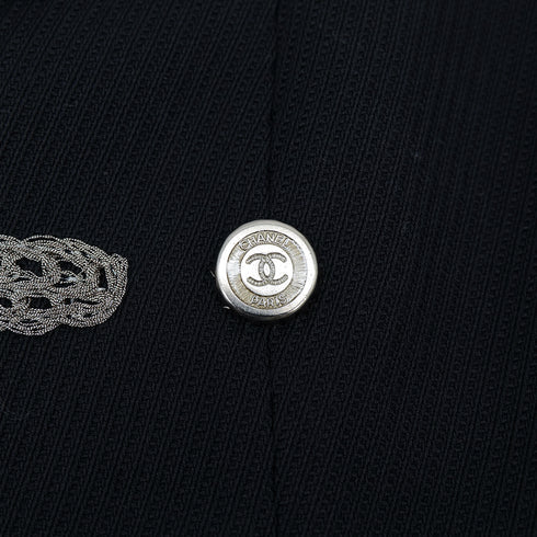 CHANEL COCO BUTTON JACKET BLACK SILVER COTTON 38 06P RTW 90325366