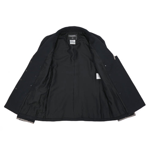 CHANEL COCO BUTTON JACKET BLACK SILVER COTTON 38 06P RTW 90325366
