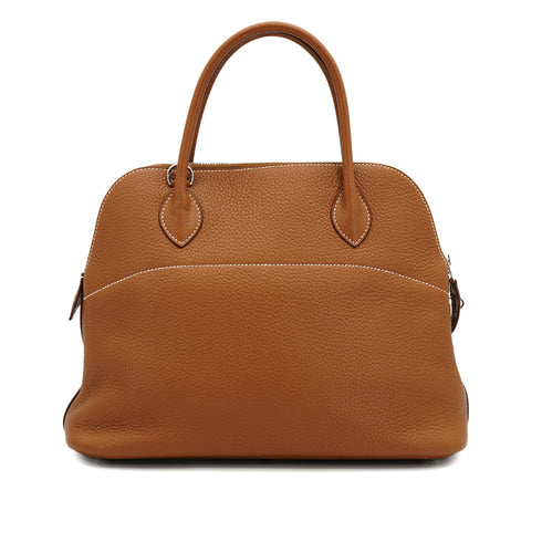 HERMES BOLIDE 35 GOLD TAURILLON CLEMENCE HAND SHOULDER BAG 2013 SQUARE Q PALLADIUM HARDWARE 90334128