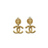 VINTAGE CHANEL EARRINGS COCOMARK LOGO SWING GOLD ACCESSORY 95A 90338896