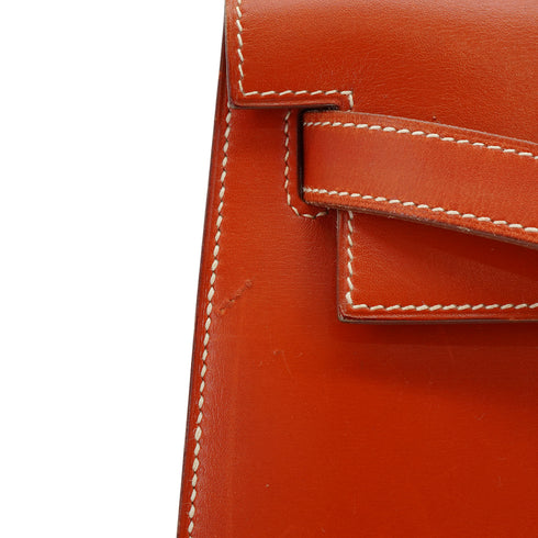 HERMES KELLY 32 SELLIER BRIQUE BOX CALF HAND SHOULDER BAG 1993 CIRCLE W GOLD HARDWARE 90338382
