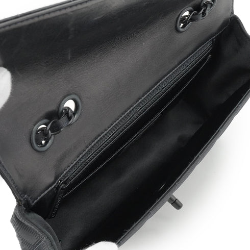 VINTAGE CHANEL NEW TRAVEL LINE EAST WEST CHOCOLATE BAR CHAIN SHOULDER BAG BLACK NYLON 90339648