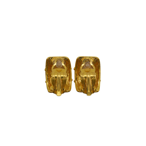 VINTAGE CHANEL EARRINGS COCOMARK SQUARE GOLD ACCESSORY 95P 90339679