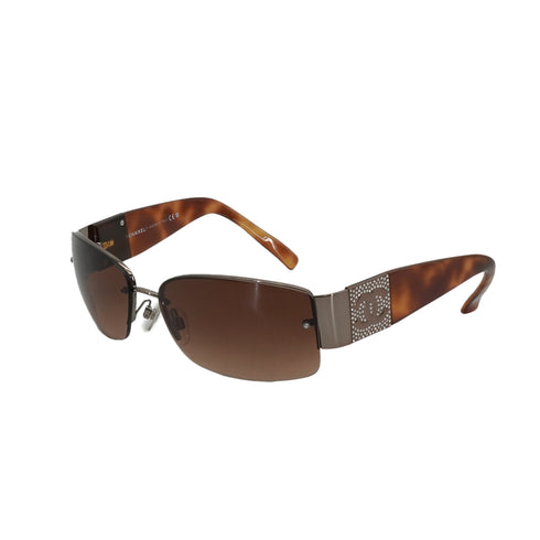 VINTAGE CHANEL COCOMARK SUNGLASSES RHINESTONE BROWN EYEWEAR 90339685