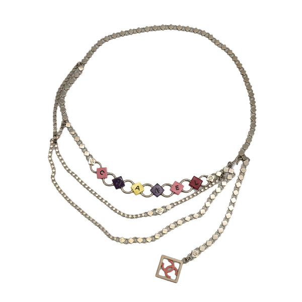 CHANEL CHAIN BELT LOGO CHARM COCOMARK SILVER MULTICOLOR ACCESSORY 04P 90339690