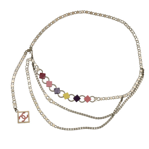 CHANEL CHAIN BELT LOGO CHARM COCOMARK SILVER MULTICOLOR ACCESSORY 04P 90339690