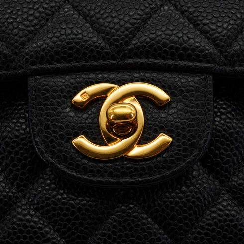 VINTAGE CHANEL CLASSIC FLAP SMALL CHAIN SHOULDER BAG BLACK CAVIAR SKIN GOLD HARDWARE 90339973