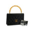 VINTAGE CHANEL MATELASSE HAND BAG BLACK LAMB SKIN GOLD HARDWARE 90340138