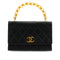 VINTAGE CHANEL MATELASSE HAND BAG BLACK LAMB SKIN GOLD HARDWARE 90340138