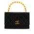 VINTAGE CHANEL MATELASSE HAND BAG BLACK LAMB SKIN GOLD HARDWARE 90340138