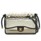 CHANEL SAND BY THE SEA FAUX PEARL HAND CHAIN SHOULDER BAG BALCK CLEAR VINYL SAND LAMB SKIN GOLD HARDWARE 90340473