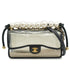 CHANEL SAND BY THE SEA FAUX PEARL HAND CHAIN SHOULDER BAG BALCK CLEAR VINYL SAND LAMB SKIN GOLD HARDWARE 90340473