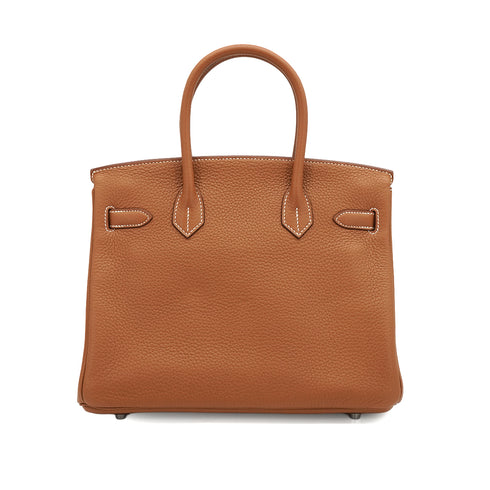 HERMES BIRKIN 30 GOLD TAURILLON CLEMENCE HAND BAG 2011 SQUARE O PALLADIUM HARDWARE 90341280
