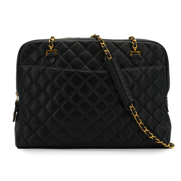 VINTEGE CHANEL MATELASSE CHAIN SHOULDER BAG BLACK LAMB SKIN GOLD HARDWARE 90341459