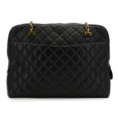 VINTEGE CHANEL MATELASSE CHAIN SHOULDER BAG BLACK LAMB SKIN GOLD HARDWARE 90341459