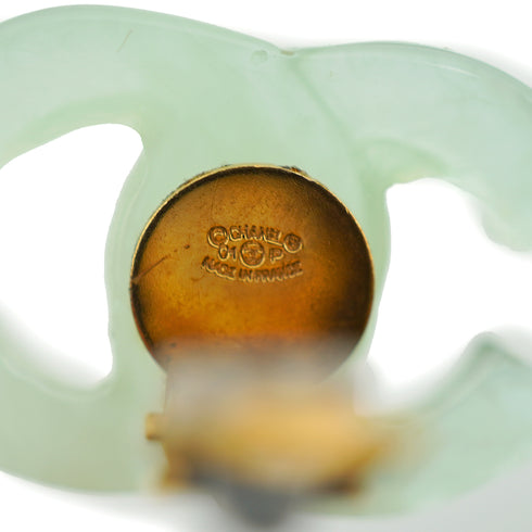 CHANEL EARRINGS COCOMARK GREEN CLEAR ACCESSORY 01P 90341468