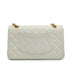 VINTAGE CHANEL CLASSIC FLAP MEDIUM CHAIN SHOULDER BAG WHITE LAMB SKIN GOLD HARDWARE 90341715