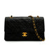 VINTAGE CHANEL CLASSIC FLAP MEDIUM CHAIN SHOULDER BAG BLACK LAMB SKIN GOLD HARDWARE 90341840