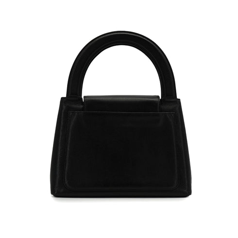 VINTAGE CHANEL TURN LOCK HAND BAG BLACK CAVIAR SKIN GOLD HARDWARE 90341844