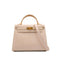 HERMES KELLY 25 SELLIER BEIGE BOX CALF HAND SHOULDER BAG 2001 SQUARE E GOLD HARDWARE 90342407