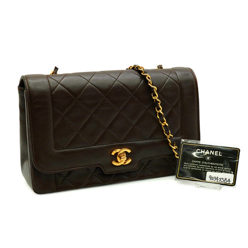 VINTAGE CHANEL MATELASSE CHAIN SHOULDER BAG BROWN LAMB SKIN GOLD HARDWARE 90342584